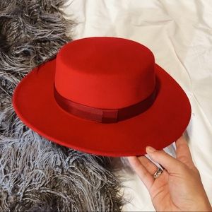 Red Flat top hat